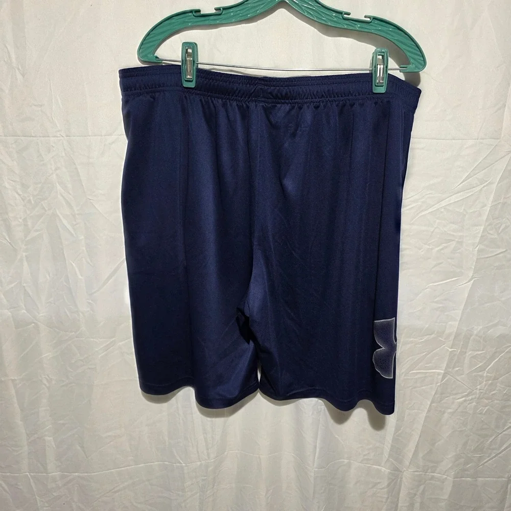 Under Armour Mens Navy Blue Basketball Athletic Shorts Loose Fit XXL Pocket Logo